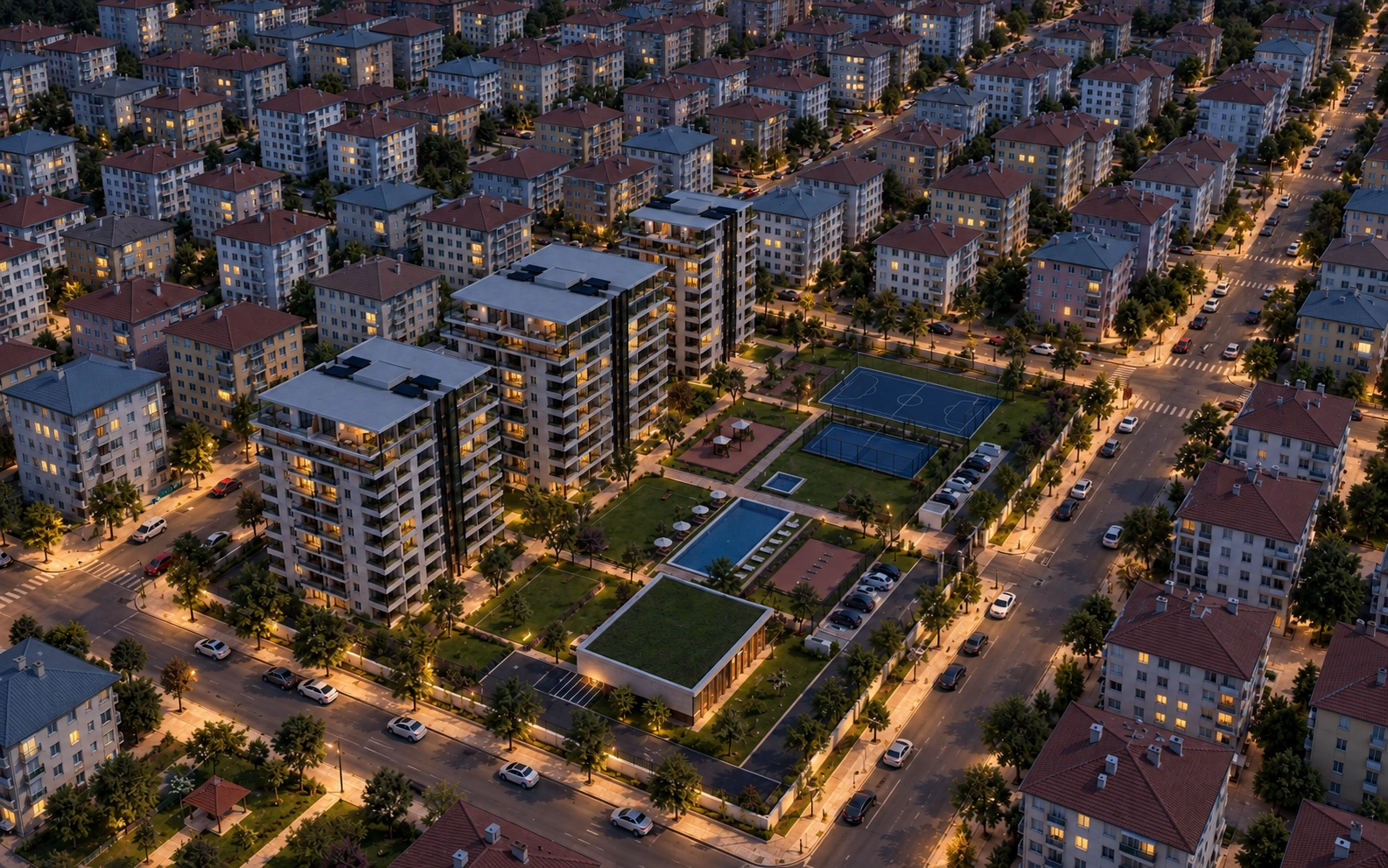 Ardıçpark gece dış cephe görünümü 3